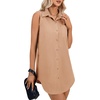 image:imageLYANER Womens Collar V Neck Casual Shirt DressKhaki