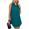 image:imageLYANER Womens Collar V Neck Casual Shirt DressPeacock Green