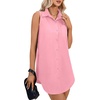 image:imageLYANER Womens Collar V Neck Casual Shirt DressPink