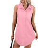 image:imageLYANER Womens Collar V Neck Casual Shirt DressPink
