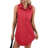 image:imageLYANER Womens Collar V Neck Casual Shirt DressRed