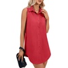 image:imageLYANER Womens Collar V Neck Casual Shirt DressRed