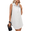image:imageLYANER Womens Collar V Neck Casual Shirt DressWhite
