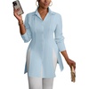 image:imageLYANER Womens Collared Deep V Neck Sexy TopsAzure