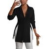 image:imageLYANER Womens Collared Deep V Neck Sexy TopsBlack