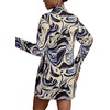 image:imageLYANER Womens Collared Deep V Neck Sexy TopsBlue Moire