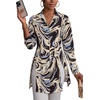 image:imageLYANER Womens Collared Deep V Neck Sexy TopsBlue Moire