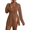 image:imageLYANER Womens Collared Deep V Neck Sexy TopsBrown