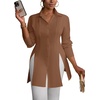 image:imageLYANER Womens Collared Deep V Neck Sexy TopsBrown