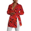 image:imageLYANER Womens Collared Deep V Neck Sexy TopsFloral Red