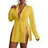 image:imageLYANER Womens Collared Deep V Neck Sexy TopsGinger
