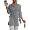 image:imageLYANER Womens Collared Deep V Neck Sexy TopsGray
