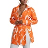 image:imageLYANER Womens Collared Deep V Neck Sexy TopsHeart Print Orange