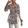 image:imageLYANER Womens Collared Deep V Neck Sexy TopsKhaki Print