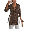 image:imageLYANER Womens Collared Deep V Neck Sexy TopsLeopard Print