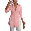 image:imageLYANER Womens Collared Deep V Neck Sexy TopsLight Pink