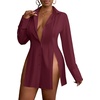 image:imageLYANER Womens Collared Deep V Neck Sexy TopsLight Wine