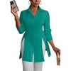 image:imageLYANER Womens Collared Deep V Neck Sexy TopsPeacock Green
