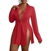 image:imageLYANER Womens Collared Deep V Neck Sexy TopsPure Red