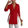 image:imageLYANER Womens Collared Deep V Neck Sexy TopsRed