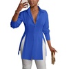 image:imageLYANER Womens Collared Deep V Neck Sexy TopsRoyal Blue