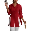 image:imageLYANER Womens Collared Deep V Neck Sexy TopsWine Red