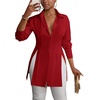 image:imageLYANER Womens Collared Deep V Neck Sexy TopsWine Red