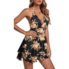 image:imageLYANER Womens Deep V Neck Sexy Mini DressOrange Rose