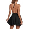 image:imageLYANER Womens Deep V Neck Sexy Mini DressPlain Black