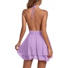 image:imageLYANER Womens Deep V Neck Sexy Mini DressPlain Light Purple