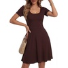 image:imageLYANER Womens Fit and Flare Casual Mini DressBrown