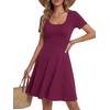 image:imageLYANER Womens Fit and Flare Casual Mini DressPurplish Red