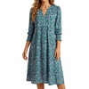 image:imageLYANER Womens Floral Print Smocked Boho DressGreen