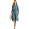image:imageLYANER Womens Floral Print Smocked Boho DressGreen
