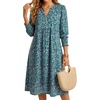 image:imageLYANER Womens Floral Print Smocked Boho DressGreen