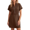 image:imageLYANER Womens Half Zip Casual Mini DressBrown