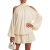 image:imageLYANER Womens Halter Cold Shoulder Party Mini DressLight Yellow