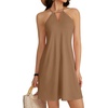 image:imageLYANER Womens Halter Neck Casual Mini DressDark Khaki