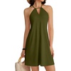 image:imageLYANER Womens Halter Neck Casual Mini DressLight Army Green