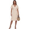 image:imageLYANER Womens Lapel Wrap V Neck Midi DressBeige