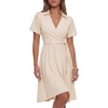 image:imageLYANER Womens Lapel Wrap V Neck Midi DressBeige