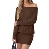 image:imageLYANER Womens One Shoulder Elegant Mini DressDark Brown