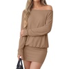image:imageLYANER Womens One Shoulder Elegant Mini DressKhaki
