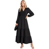 image:imageLYANER Womens Smocked Casual Long Dress with PocketsBlack