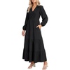 image:imageLYANER Womens Smocked Casual Long Dress with PocketsBlack