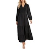 image:imageLYANER Womens Smocked Casual Long Dress with PocketsBlack