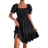 image:imageLYANER Womens Smocked Casual Mini DressBlack
