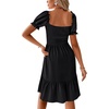 image:imageLYANER Womens Smocked Casual Mini DressBlack