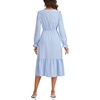 image:imageLYANER Womens Striped Ruffle Tiered Long Sleeve V Neck Ruched Button Elegant Midi DressAzure