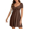 image:imageLYANER Womens Sweetheart Neck Elegant Mini DressBrown